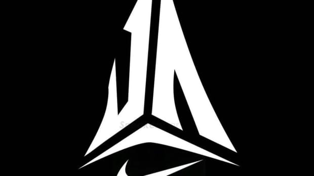 View of black and white Nike logo.